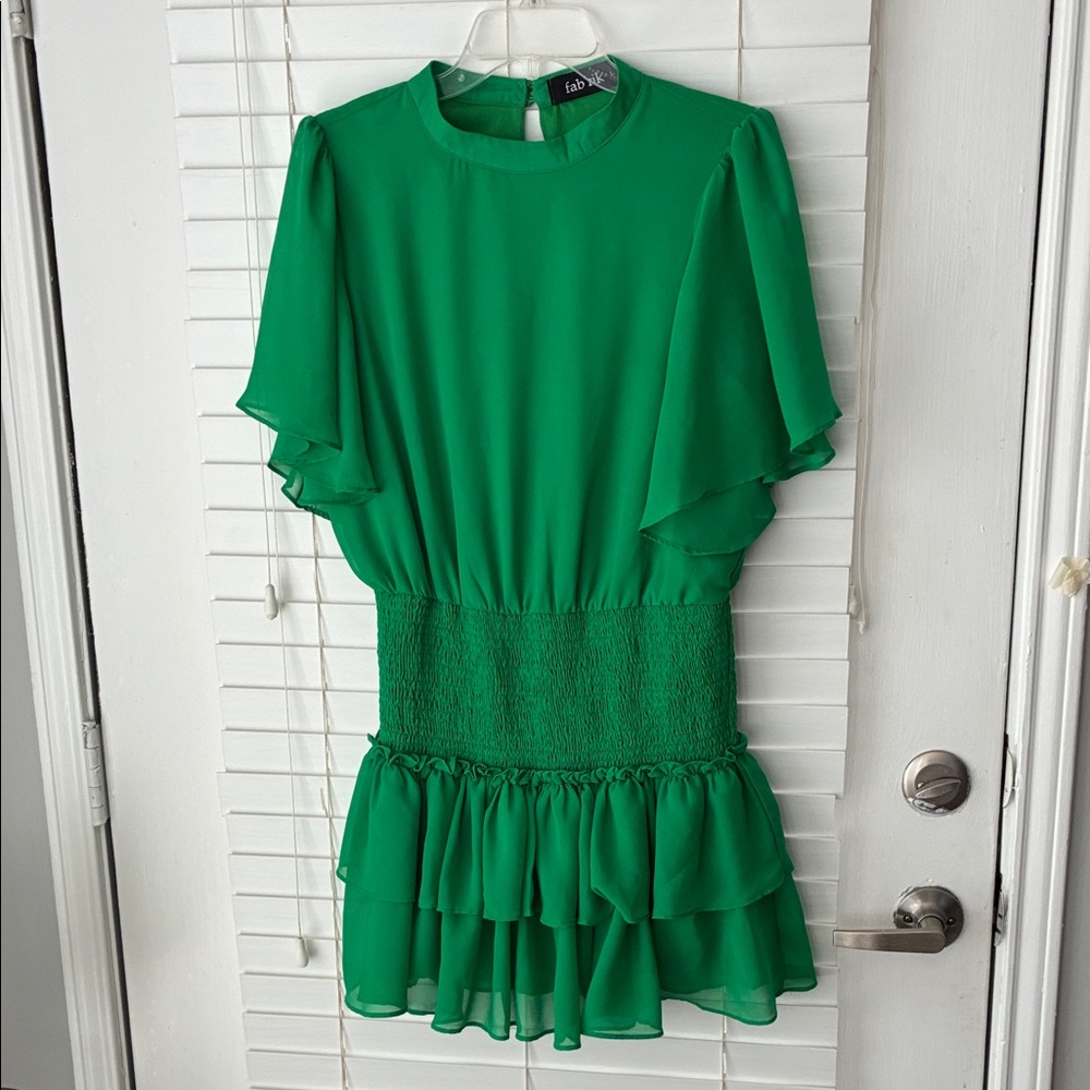 fab’rik Green Mini Dress SZ L Green Like New!